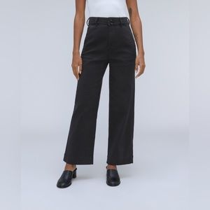 NWT Everlane The Organic Wide-Leg Pant in Black Organic Cotton Size 4 NEW